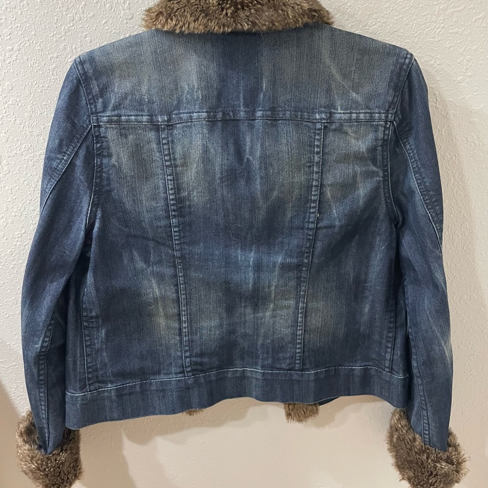 Women’s denim Jean jacket with faux fur Size M - Picture 4 of 10